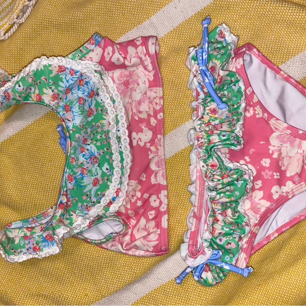 Sweethoney Floral Pink and Green Bikini Set